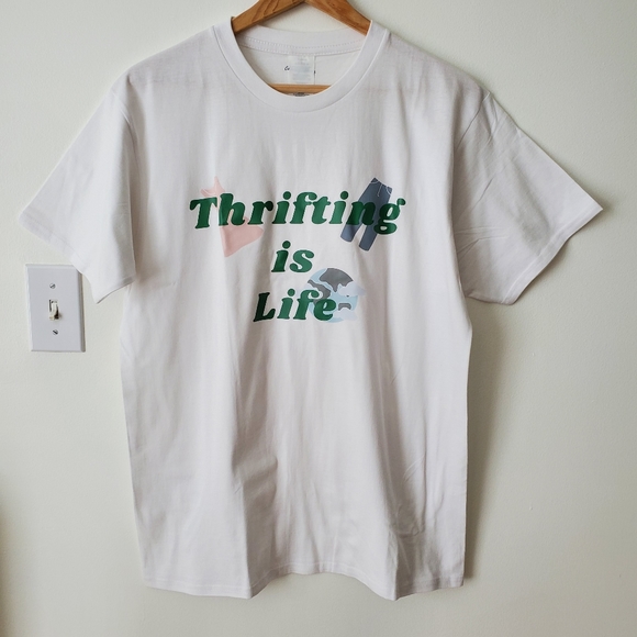 Thrifting Is Life White Tshirt Cotton New Variety Sizes - Picture 2 of 2
